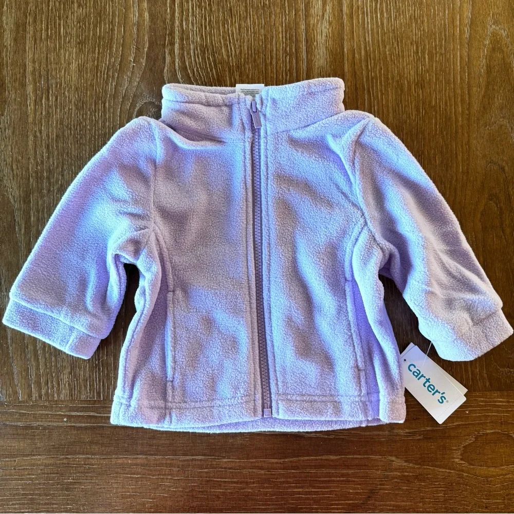 NWT Carter's super soft lavender polar fleece jacket 12mos - Picture 2 of 9